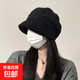 Beret Hat 2025 New Style Women's Spring, Autumn and Winter Large Head Circumference No Makeup Pile Cold Hat Showing Face Little Fisherman Hat #704-Black Main Image One Size One Size (55-58cm) Generally Can Be Weared