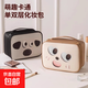Cartoon Pu Waterproof Cosmetic Bag Travel Portable Large Capacity Toiletries Bag Portable Toiletries Cosmetic Storage Bag Brown Color-Single Layer Large Capacity/Partitioned Storage