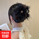 2023 New Bow Black Feather Clip for Women's Back of Head Autumn and Winter High-Quality Shark Hair Clip Black Gold Beads