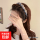 High-end light luxury face wash headband for women 2025 new daily wear high skull headband anti-slip pressure hairpin hair accessory blue mesh headband 1 piece