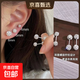 S999 sterling silver earrings for women with double-ended sparkling round high-end ear bone nails Czech ball earrings gift box white light Czech ball 6MM gift box packaging 99 silver
