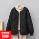 Xiaoxiangfeng Women's Collarless Diamond Plaid Small Person Lightweight Warm Short Winter Down Down Jacket Black Lightweight Warm 2XL 130-145Jin Jin is equal to 0.5kg