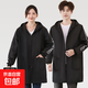 Winter velvet waterproof smock outer wear work clothes durable dustproof men and women long-sleeved oil-proof kitchen smock 801 velvet black 4XL recommended 140 180Jin Jin equals 0.5 kg