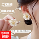 S925 Silver Needle Camellia Earrings Flower White Design Earrings French 2025 New Temperament Earrings Sweet Women Camellia White Flower Earrings