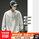 Gray half-zip long-sleeved t-shirt for men in spring and autumn henley sweatshirt American retro trendy brand high-end bottoming shirt W03 light gray 2XL