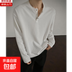 American Waffle Henry Collar Long Sleeve T-Shirt for Men Spring and Autumn New Trendy Brand Handsome Heavy Bottoming Shirt White XL (Recommended 120-130Jin Jin is equal to 0.5kg)