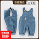 Children's Denim Overalls for Baby Boys Spring and Autumn Clothing 2025 Boys and Girls One-piece Denim Trousers Baby Pants Royal Blue Dinosaur Denim Overalls 100 (28-35Jin Jin is equal to 0.5kg)