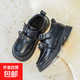 Girls' Velvet Leather Shoes 2025 Winter New Children's Princess Shoes College Style Small Single Shoes Soft Sole Black Loafers Black Velvet Size 33 Inner Length Approximately 20.2CM