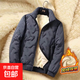Autumn and winter sherpa jacket men's velvet windproof thickened cotton coat loose stand-up collar cotton jacket warm cotton coat dark gray 2XL recommended 135-150Jin Jin equals 0.5 kg