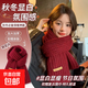 Versatile Korean style knitted wool red scarf for women 2024 Christmas winter high-end New Year gift couple neck scarf Knitted scarf-burgundy-1 pack-warm 1