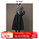 SUSHE Variations Hepburn Style Heavy Wool Structured Skirt Elastic Waist Swing Umbrella Skirt Women Dark Gray M