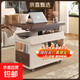 Sofa side table, movable coffee table, small living room side cabinet, multi-functional tea table, lifting and folding solid wood corner table, walnut+white, with lift 700*400*546