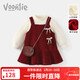 Fanlie VOONLIE girls' dress, winter style, children's plush velvet princess dress, one-year-old baby dress, New Year's Eve dress