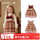 Keying GOWINBABY children's clothing girls New Year clothes gifts 2025 winter girls vest skirt plaid baby girl New Year's greetings dress sweet and thick plaid vest skirt 90 (suitable for height 80cm-90cm)