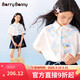 BARRY BANNY Girls 2026 Spring Loose Casual Medium and Large Children's Versatile Tops Printed Short-Sleeved Shirt Fresh Milk White 170