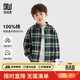 Duojia boys' shirts in spring and autumn children's casual retro lapel tops for older children handsome long-sleeved plaid shirts