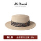 Mr DUCK Light Luxury Grade Imported Philippines Ultra-Lightweight Breathable Natural Linen French Flat Top Hat Large and Small Head Circumference Hat MS56329-Light Rice (Flat Top Straw Hat) S(52-54cm)