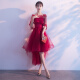 Seidler Toast Wear Bridal 2024 New Wedding Red Short Dress Banquet Evening Dress Female Small Dress Long Burgundy S