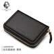 Old man's head men's card holder multifunctional genuine leather wallet first layer cowhide simple large capacity coin purse multiple card slots youth card holder 321J005L9A black