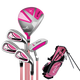 POLO GOLF children's golf clubs, beginner's set of clubs for boys and girls, with stand bag, 3-12 years old, complete set of 5 pieces, pink, 3-5 years old