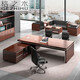 Grid wood boss desk office desk simple modern executive desk and chair combination bookcase president desk manager desk supervisor desk available in stock red walnut (left cabinet) total length 2.6*0.9 meters thickened boss desk