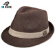 Mr DUCK British Gentleman Hat Curly Top Hat Middle-aged Jazz Hat High-end Hat Men's Summer Sunscreen Straw Hat Large Head Circumference Brown (Adjustable Hat Circumference)-MS13014 M (Suitable for 56-58cm head circumference)