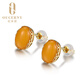 Ouchini beeswax earrings, natural amber 18K gold inlaid beeswax women's earrings, with certificate (sold in stock, takes 5-7 working days to customize)