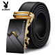 Playboy belt men's genuine leather automatic buckle cowhide belt fashionable business casual middle-aged youth belt gift box style one genuine leather material