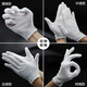 White ceremonial gloves, thickened work gloves, cotton jersey, labor insurance, pure cotton Baowen playing beads gloves, driver reception work gloves, review performance gloves, 100% pure cotton thickened style (12 pairs) (for playing playing beads), one size fits all
