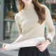 
KJ thermal underwear for women plus velvet thickened warm bottoming shirt for women autumn and winter half turtleneck top long sleeve winter white 33B9716 M
