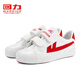 Huali children's shoes 2026 new autumn boys and girls sneakers fashionable Velcro small white shoes small, medium and large children's canvas shoes white and red 35 shoes inner length about 22cm