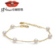 Jingrun Pearl Edge Light Luxury G18K Gold Inlaid Freshwater Pearl Bracelet 4-5mm16cm+3cm Silver Style with Certificate Birthday Gift for Girlfriend or Mom