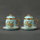 National porcelain Yongfengyuan auratic lady porcelain ceramic tea cup coffee cup water cup with cover filter tea office meeting cup tile cup