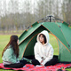 Weidirui Outdoor-Zelt Vollautomatisch tragbares 3-4 Personen Regendicht wildes Camping-Zelt-Konstruktionsfreies Zelt-Set-Ausrüstung [eine Tür, ein Fenster] 2-3 Person Blau + feuchtigkeitsdichte Matte