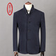 Ding Bronze, chaqueta de invierno para hombres de mediana edad, chaqueta de lana, chaqueta corta de manga larga, collar de soporte delgado de negocios masculino, tapa de lana de un solo pecho de color sólido, ropa casual, azul (100% lana) 170