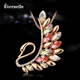 Eternelle French Eternal Austrian Crystal Corsage Women's High-end Swan Brooch Temperament Pin Silk Scarf Button Elder Gift Skyline Blue