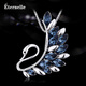 Eternelle French Eternal Austrian Crystal Corsage Women's High-end Swan Brooch Temperament Pin Silk Scarf Button Elder Gift Skyline Blue