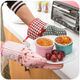 DOLO colorful thickened high temperature resistant gloves, thermal insulation, non-slip and anti-scalding, special gloves for kitchen microwave oven, price of 2, No. 10 beige plaid (2 pcs)