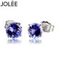 JOLEE 18K gold earrings tanzanite simple fashion colorful gemstone couple ear jewelry for girls spring new 520 gift