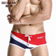 Hibbing (SEOBEAN) men's briefs swimming briefs small boxer sports chlorine-resistant high elastic comfortable low-waist tight sexy hot spring swimming trunks red with dark blue L