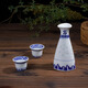 LICHEN blue and white porcelain jug and wine cup Jingdezhen exquisite old style porcelain underglaze colored wine set Old-fashioned blue and white exquisite one pot four cups one