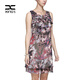 Ropa para mujeres de Xing, vestido de verano, falda estampada de ajuste delgado, falda media sin mangas, estampado verde 12162 3xl/46 (170/108b