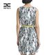 Ropa para mujeres de Xing, vestido de verano, falda estampada de ajuste delgado, falda media sin mangas, estampado verde 12162 3xl/46 (170/108b