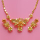 Qianbaolai Wedding Jewelry Three Gold Set Chinese Style Luxurious Exquisite Large Flower Necklace Earrings Imitation Gold Bridal Jewelry Set (Necklace + Earrings)