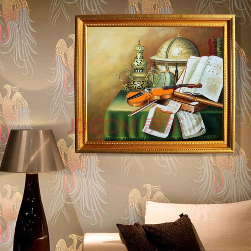 格丽油画 书房静物b家居办公室墙面装饰挂画有框画60x70cm