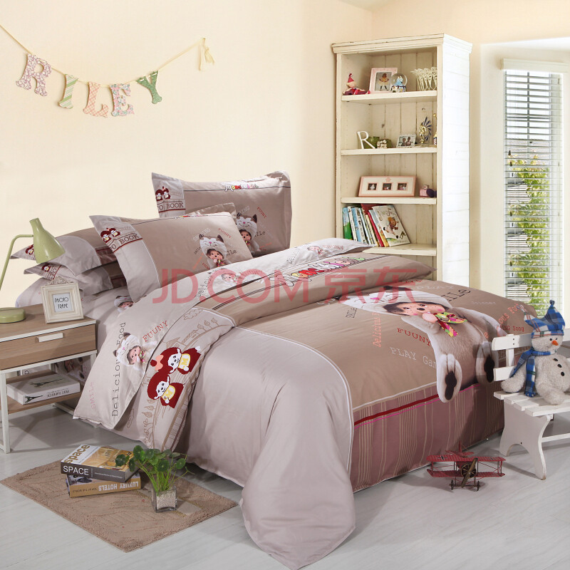 美梦千秋 蒙奇奇四件套 全棉面料 卡通可爱 小萌货 1.5米床适用