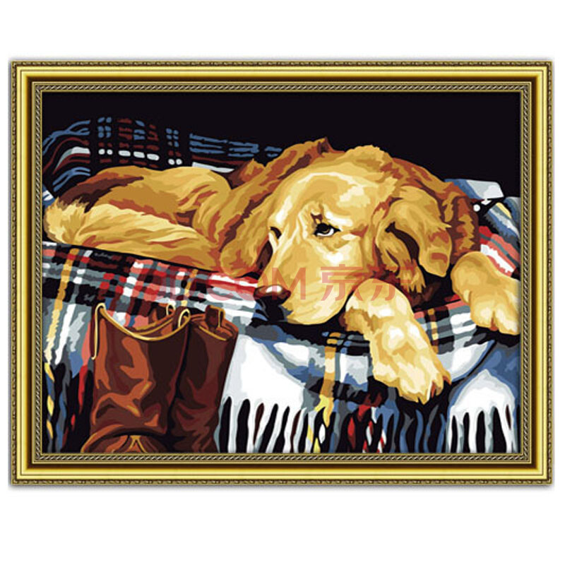 diy数字油画40*50餐厅客厅卧室装饰手绘壁画 吉祥犬