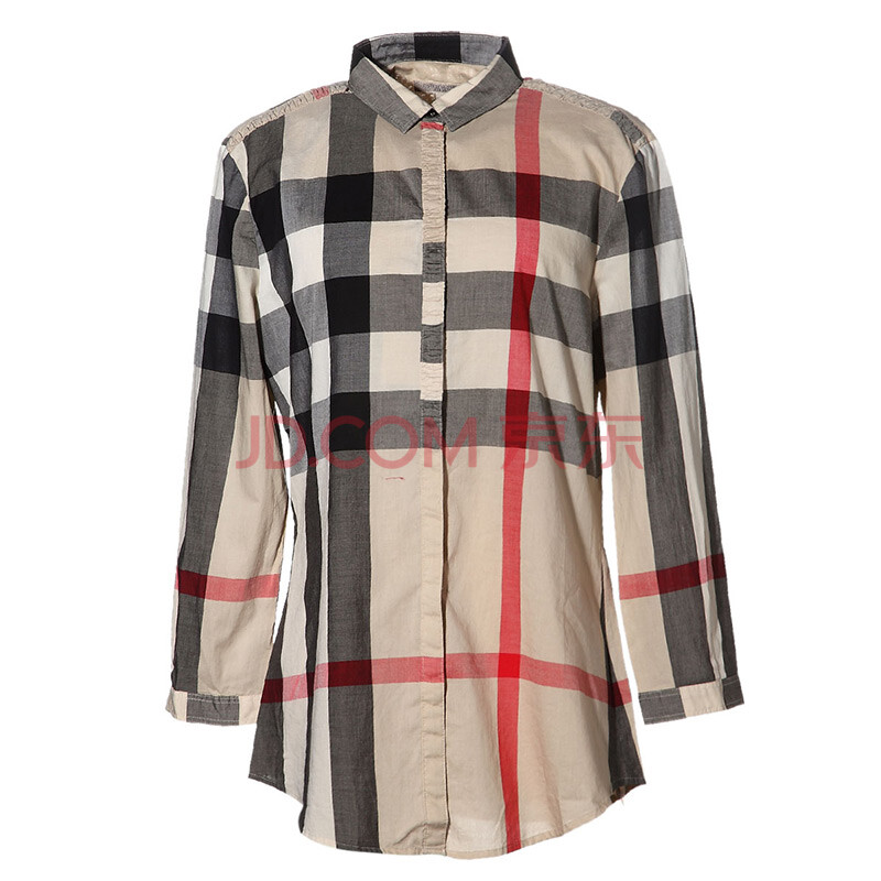 burberry 巴寶莉 女士經典大格紋長袖襯衫 01317622 卡其色 m