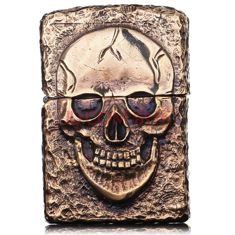 zippo打火机五面加工盔甲徽章金色骷髅超重手感霸气外露39660