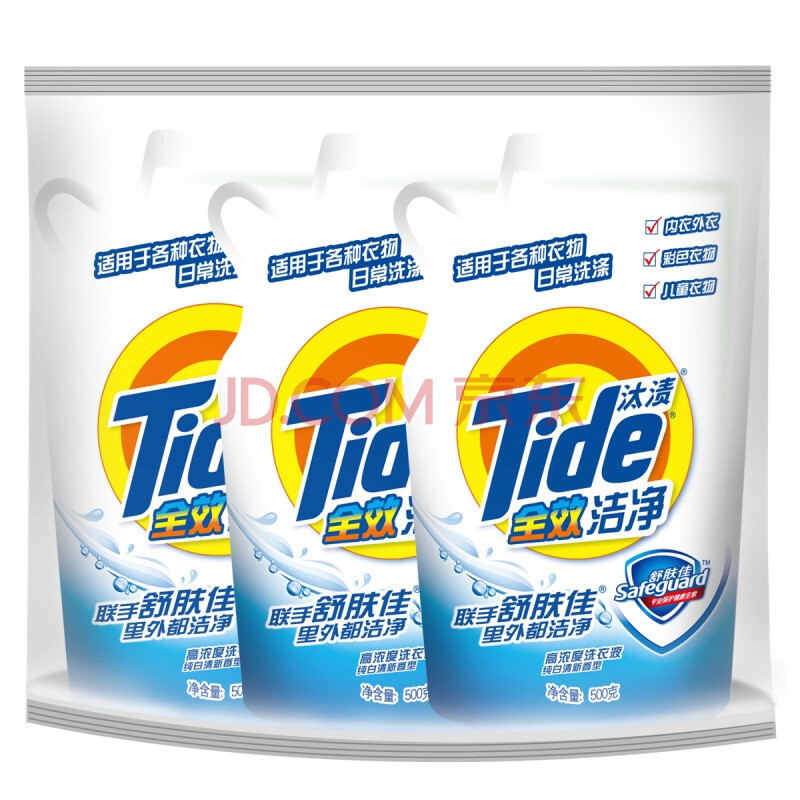 汰渍 全效洁净(舒肤佳)洗衣液500克3连包(两套装)